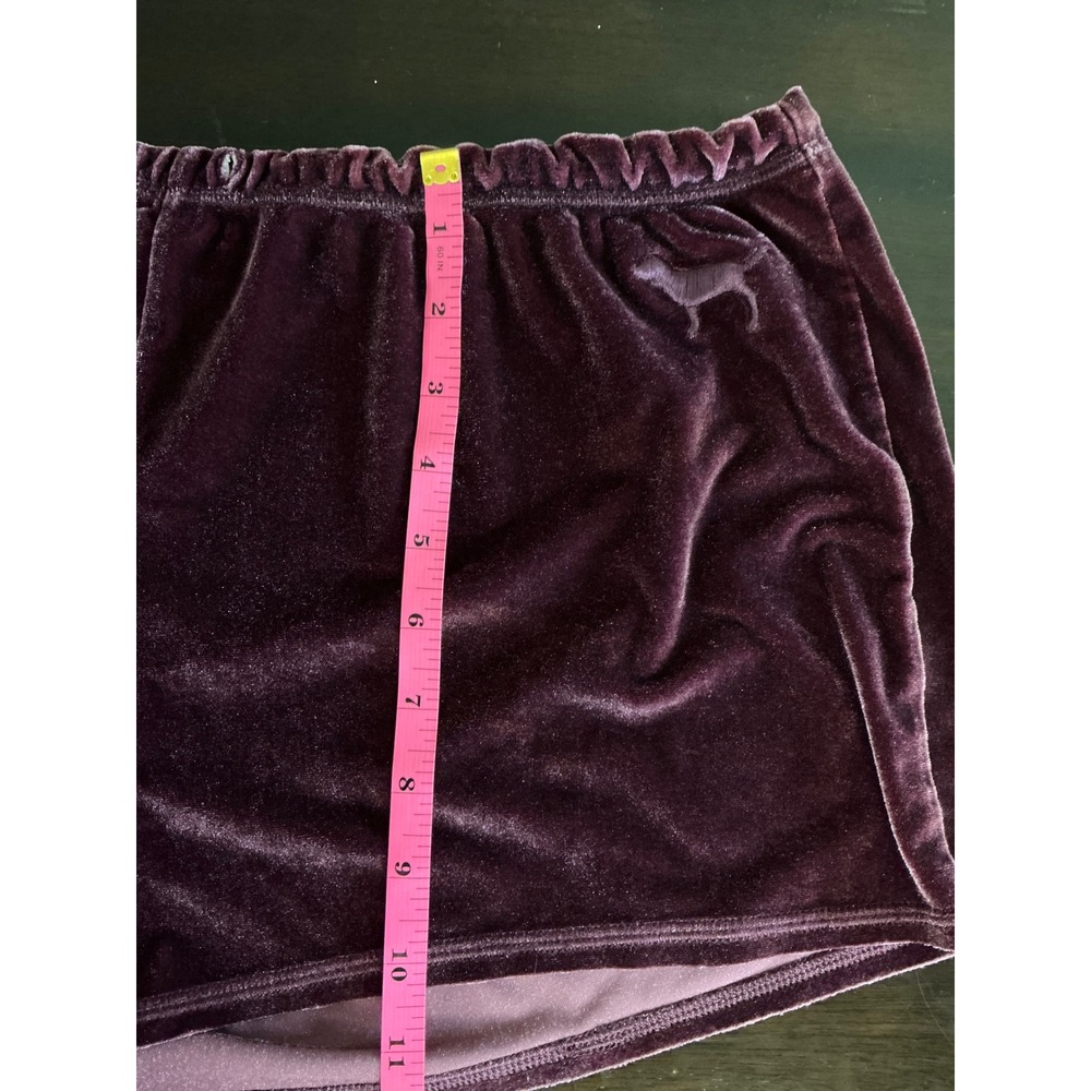 PINK Victoria's Secret L-XL Velvet Pajama Shorts Burgundy - Picture 7 of 8